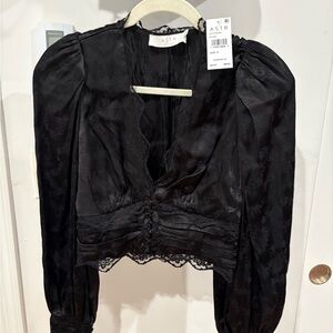 ASTR Black Lace Detail Blouse